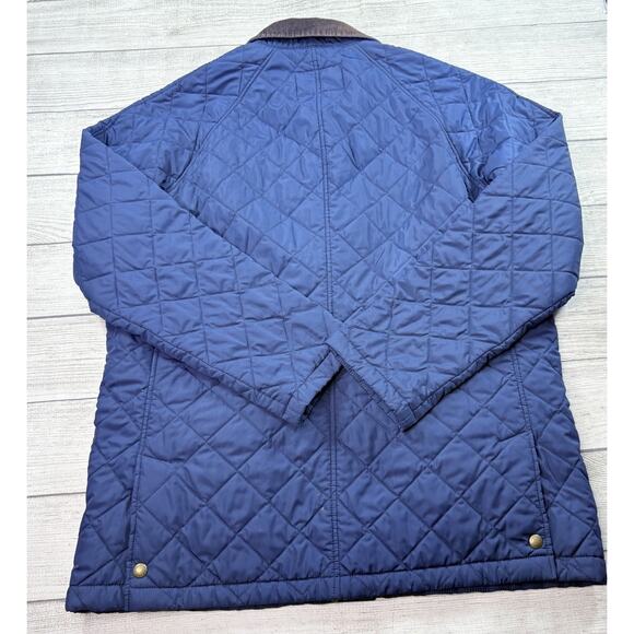 Lands End Women Primaloft Quilted Puffer Jacket Coat Corduroy Collar Blue Size L - Picture 10 of 10